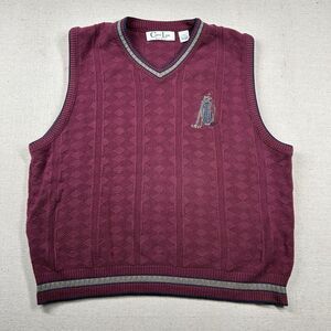 Vintage Cypress Links Sweater‎ Mens L Golf Wear Vest Embroidered Maroon Textured